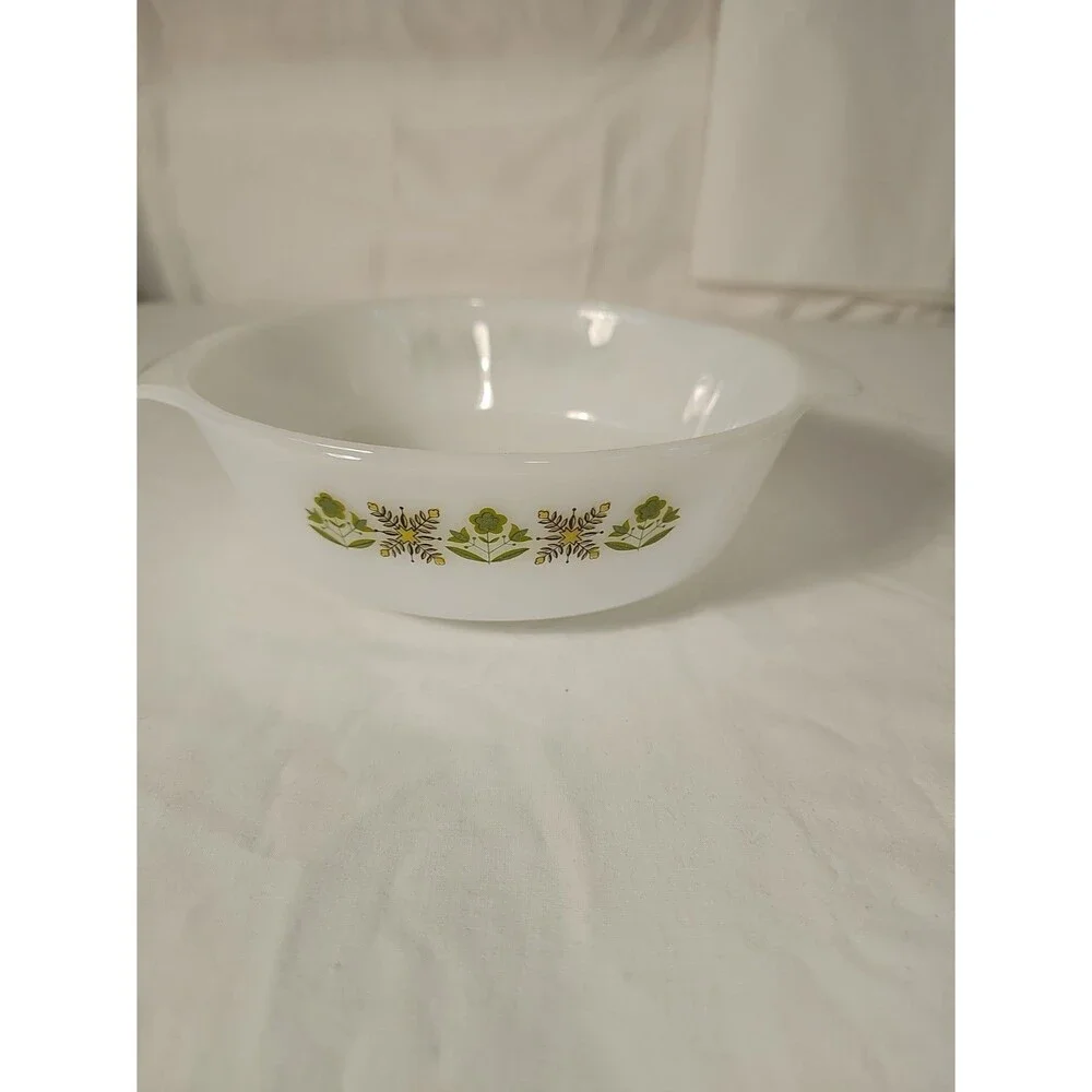 Vintage Anchor Hocking Fire King Green Meadow 1.5 Quart Casserole Dish 437